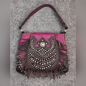 Trinity Ranch Leather Purse Fringe Rhinestone Shoulder Bag Concealed Carry